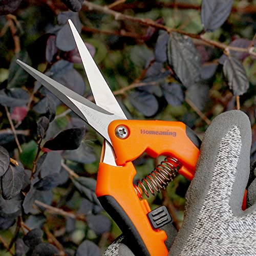 3 Packs Garden Pruning Shears with Straight Blades Trimming Scissors, Gardening Hand Pruning Snips Titanium Coated Precision Bonsai Pruning Shears, Convenient Flower Cutters (Orange) - style: Straight Blade