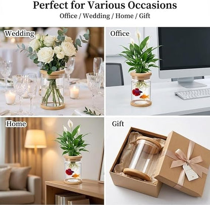 Desktop Hydroponic Propagation Station - Glass Vases for Plant Cuttings, Indoor Water Plant Jars, Unique Gardening Gift for Women Mom Plant Lovers