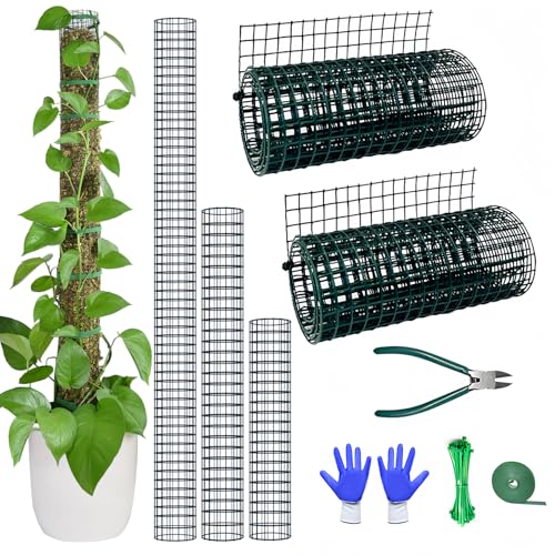 Moss Pole DIY Kit, 6.6/13.2/26.4ft Metal Moss Pole for Plants Monstera, 2Pcs 8.3in×3.3ft Steel Mesh with Plier, Cable Zip Ties, Sphagnum Moss Pole (6.6ft Wire Mesh with Plier) - color: 6.6FT wire mesh with Plier