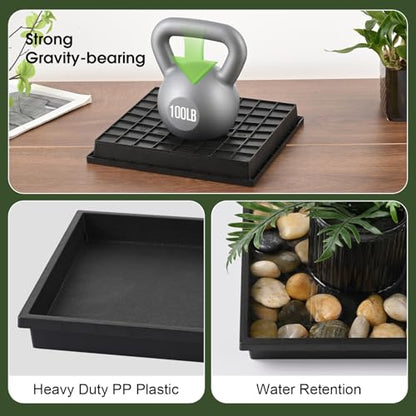 NATSUKY Square Plant Saucer 8 Inch 4 Pack Tray Plastic Pot for Outdoor - size: 8'' (4 Pack)