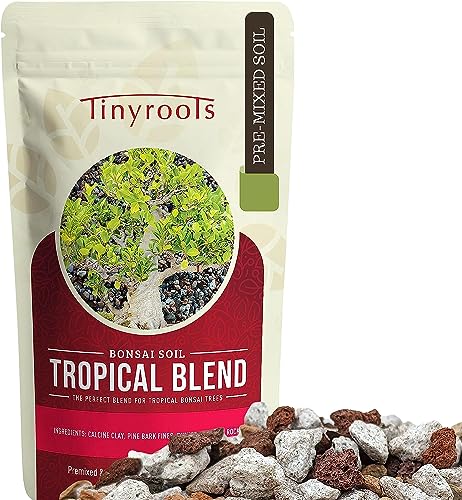 Tropical Bonsai Soil by Tinyroots - 100% Organic + Fast Draining Pre-Mixed Potting Soil Mix, Perfect for Healthy Cacti and Bonsai Growth, 2.5 Gallon - size: 2.5 Gallon