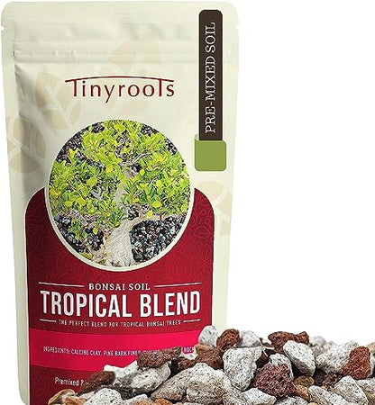 Tropical Bonsai Soil by Tinyroots - 100% Organic + Fast Draining Pre-Mixed Potting Soil Mix, Perfect for Healthy Cacti and Bonsai Growth, 2.5 Gallon - size: 2.5 Gallon