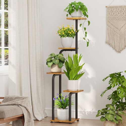 iDavosic.ly Tall Plant Stand Indoor, Corner Tiered Wooden Tray, Black Brown - color: Brown