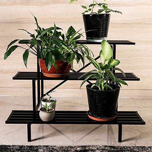 Zhongma 3 Tier Heavy Duty Metal Plant Stand Indoor & Outdoor easy assembly - size: 3-Tier: L35.43 x W26 x H23.6