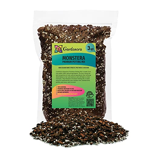 Premium Monstera Soil Mix by Gardenera - Perfect Drainage and Moisture Retention for Swiss Cheese Plant (3 Quart) - color: MONSTERA POTTING MIX, size: 3 Quart