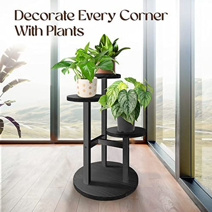 GEEBOBO 3 Tier Plant Stand Indoor - color: Black - 3 Tier