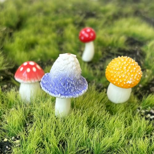 JKanruh 22 Pcs Miniature Resin Mushroom,Fairy Garden Mushrooms for Outdoor Home Décor,Cake Decoration,DIY Crafts,Landscape Plant Pots Accessories …