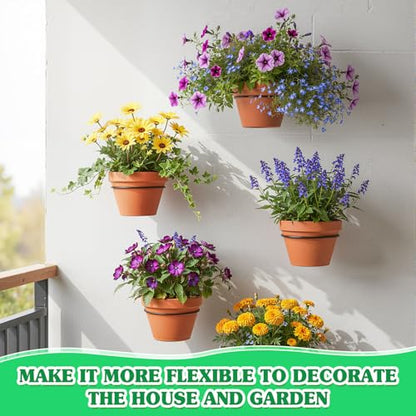 Flower Pot Holder Wall Planter Ring Hanger Metal Wall Plant Hanging Pot Holder Mounted Hanging Bracket for Indoor Outdoor Home Garden Plant Flower Display, Black(6 Pcs,6 Inch) - size: 6 Inch