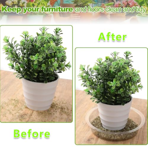 6 Pcs Plant Saucer, 10 Inch Plastic Plant Trays Flower Pot Saucers, Clear Plant Saucer Drip Trays for Indoor & Outdoor Plants, Round