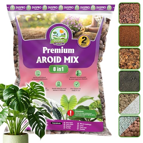 8-in-1 Aroid Potting Mix, Pre-Mixed Chunky Soil, Airy Blend, 2 QT | Indoor Potting Soil for Aroid & Indoor Plants with Pine Bark, Pumice, Coir, Coco Chips, LECA, Perlite,Zeolite & Worm Castings - color: Aroid Potting Mix, size: 2 Quarts