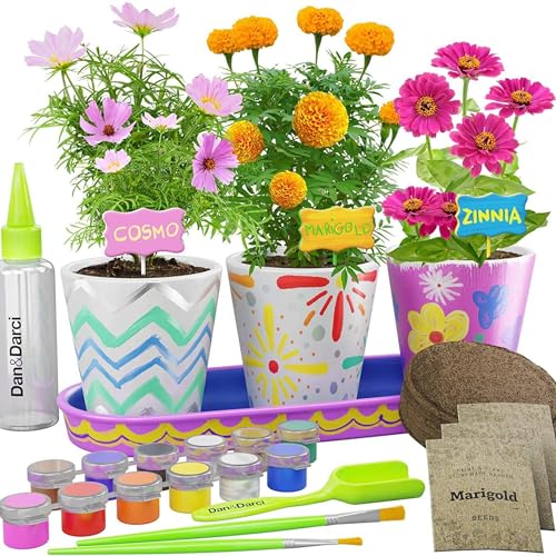 Paint & Plant Flower Garden Kit for Kids - Stoneware Pots, Seeds, Paint Set | STEM Arts & Crafts Gift for Boys and Girls Ages 6-12 - Birthday Gift for Girls 6 7 8 9 10 11 12 Years Old