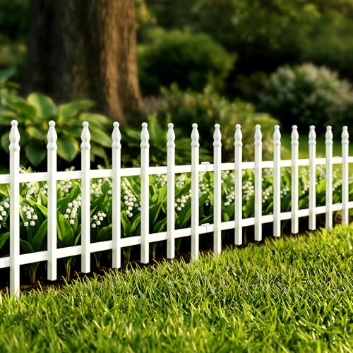 Thealyn 18"H x 22"W Decorative Metal Garden Border Fence, 5 Panels, 9.17Ft - color: White, size: 18″ H x 9.17 ft (5 Panels)