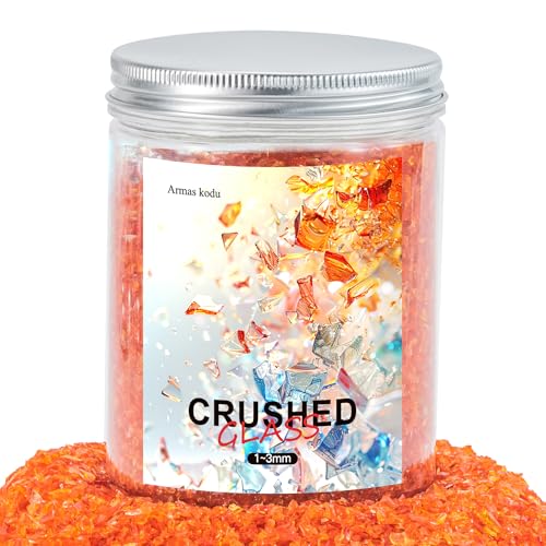 Orange Red Fine Crushed Glass for Resin Art & Crafts - color: Orange Red