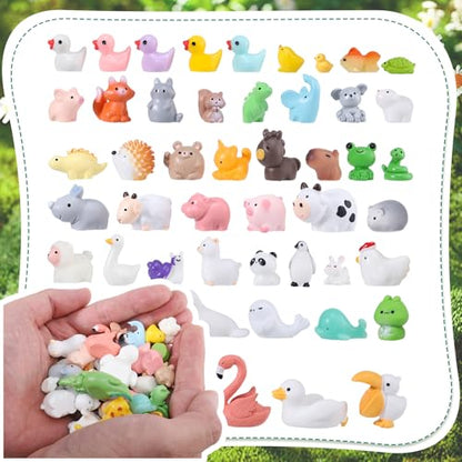 Fairy Garden Accessories, 50 Pcs Mini Resin Animals Miniature Figurines | Resin Figures 50 Styles Small Resin Tiny Animals for Garden Accessories Outdoor Landscape Miniatures Dollhouse Home Decor
