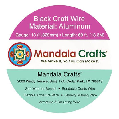 Mandala Crafts 13 Gauge Black Anodized Aluminum Craft Wire, 60 FT - color: Black, size: 13 Gauge