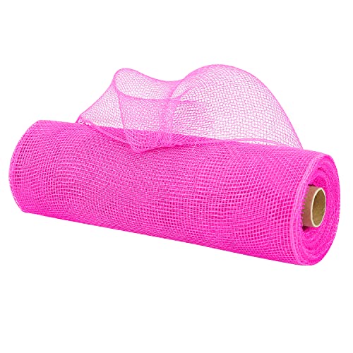Pink Deco Mesh 10 Inch Fuchsia Deco Mesh Rolls Hot Pink Ribbon for Christmas Tree, Garland, Staircase, Mailbox, Centerpiece, Making Wreaths, Decorating and Crafts (30 Feet) - color: Pink Hot