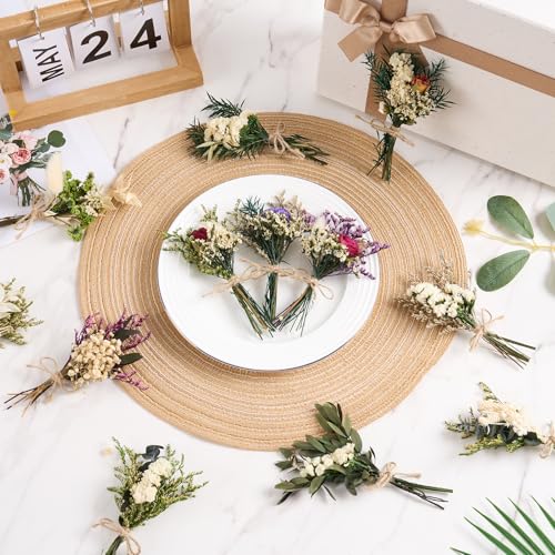 12/24 PCS Charming Dried Flowers Bouquet for Vase Various Dried Wildflowers with Stems Mini Handmade Wildflowers Natural Real Flowers Bulk Flowers Craft (White Series, 24 PCS) - color: White Series