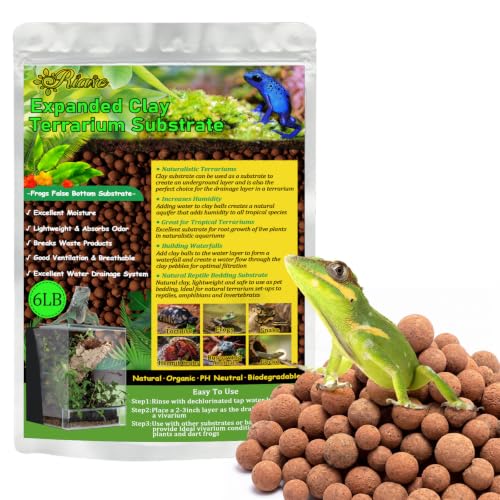 Riare 6LBS Organic Expanded Clay Balls Terrarium Substrate for Reptiles - color: 6LB