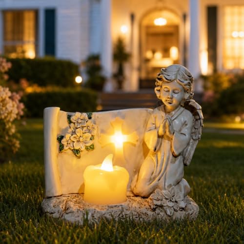 ZQQLITE Solar Angel Statue Lights for Cemetery & Garden Memorial with LED Lights Gift for Loss of Loved,One Garden Grave Markers Decor - color: Angels