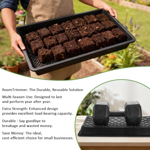 RooTrimmer 10 Pack 1020 Trays and 10 Pack 1020 Mesh Bootom Trays, 20'' x 10'', Heavy Duty Propagation Flats for Microgreens, Seed Starting, Soil Blocks, Hydroponics & Wheatgrass (10 Sets) - size: 21L x 11 W x 2.5 H