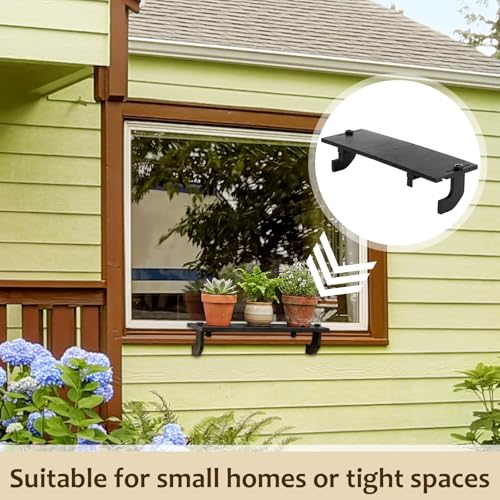 Window Plant Shelf No Drilling Windowsill Extender Bracket, Black - color: Black