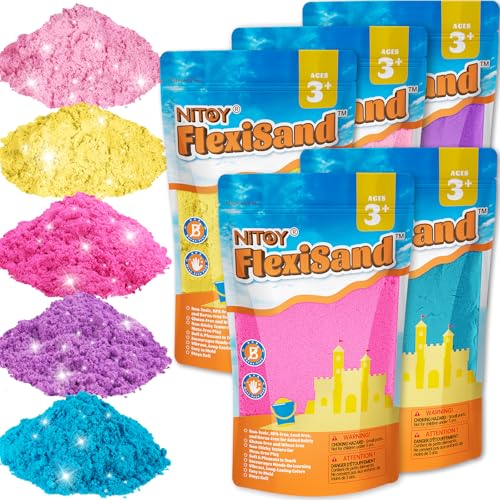 NiToy FlexiSand 11lb Toy Sand Self-Sticking Non-Toxic Moldable, Pink Shades | Eco-Friendly Individually Packed for Easy Storage Never Dries Out Perfect to Grip Squeeze Knead and Shape - color: Pink Shades