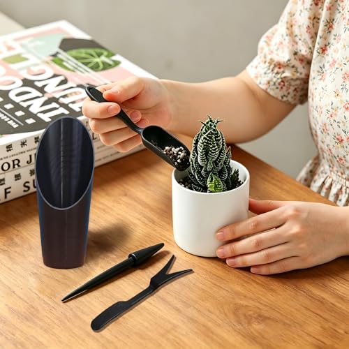 4pcs Plastic Gardening Tool Set for Succulents, Portable Planting Kit with Soil Scoop & Seedling Transplanter, Black - color: black, size: four-piece set