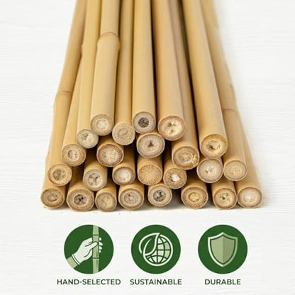 Plant Stakes Natural Bamboo Sticks - 25 Pcs Bamboo Garden Stakes for Plants 18 Inches Plant Support Sticks with Twist Ties for Tomatoes Beans Orchid Flowers Indoor Outdoor Potted Climbing Plants - size: 18in,25PCS
