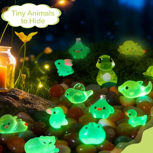170 PCS Mini Resin Animals Glow in The Dark Small Plastic Figures Bulk | Luminous Tiny Animals for Fairy Garden, Aquarium, Micro Forests, Craft - style: 170 PCS
