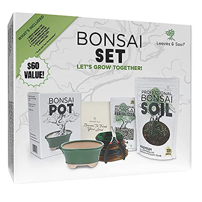 Leaves & Soul Bonsai Starter Kit for Bonsai Tree Complete Set for Beginners - color: Green