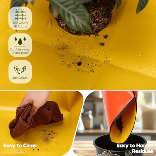 Extra Large Portable Gardening Tray Orange Repotting Mat 39.5" X 39.5" for Indoor Plants Transplanting Potting Mix Mess Control Garden Gifts for Women Grandma Birthday