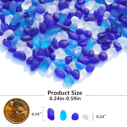 QYGL Sea Glass Stones - 0.55LB Blue Mixed Frosted Glass Pebbles Gemstones - color: Blue Mixed