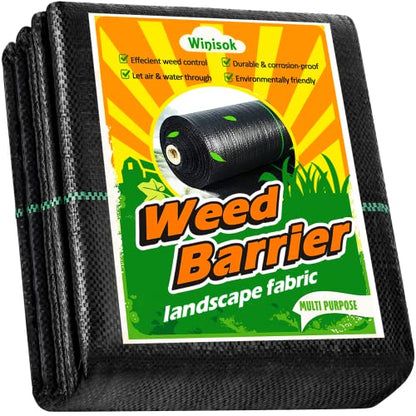 Winisok 4FT x 50FT Weed Barrier Landscape Fabric, 3.2oz Woven Garden Cloth, Heavy Duty Breathable Ground Cover for Landscaping, Gardening and Farming - size: 4ft x 50ft