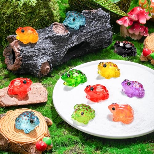 40PCS Luminous Mini Resin Frog 10 Colors Tiny Frog for Craft