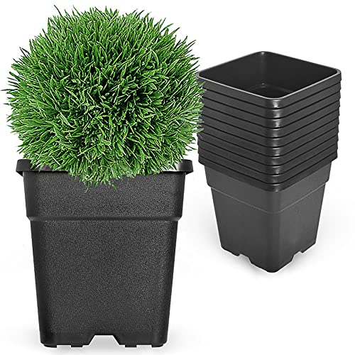 10-Pack Square Planter 3 Gallon Nursery Pots, Injection Molded Plastic Gardening Pots for Indoor Outdoor, Black - color: Black, size: Square-3Gallon-10pcs