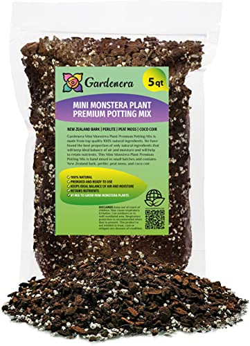 Organic Mini Monstera Potting Mix - Retains Moisture and Enhances Root Growth by Gardenera - 5 Quart - size: 5 QUART