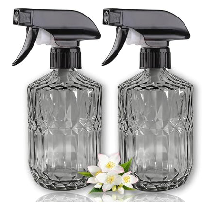 Glass Plant Mister Bottle, 15oz, Dark Grey, Adjustable Nozzle | Refillable Spray Bottle, Small Handheld Water Spray Bottle for Indoor Flowers, Outdoor Gardening, Cleaning, Pets Care, Hair - color: Dark Grey