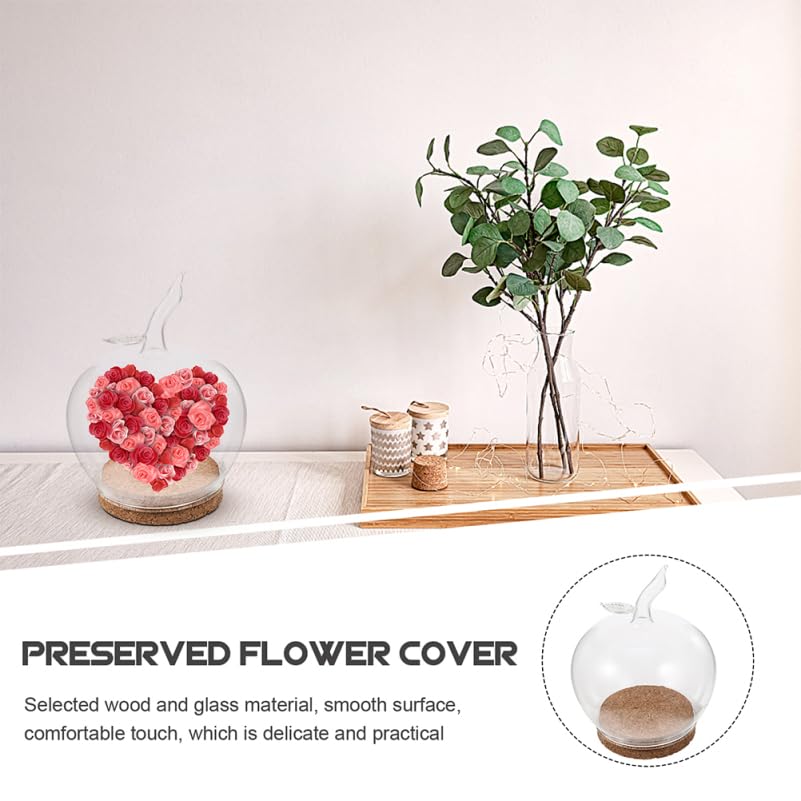 Homsfou Decorative Glass Dome with Cork Tray 6.29X5.31X5.31In Clear Glass Cover for Preserved Flowers Candles Succulents Home Decor and Wedding Centerpiece
