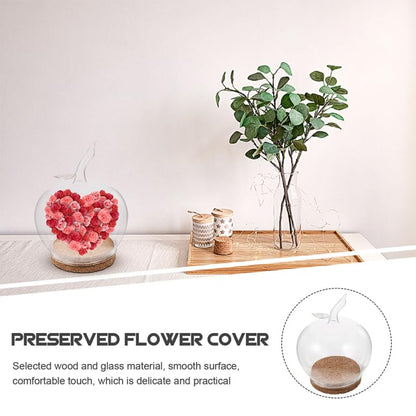 Homsfou Decorative Glass Dome with Cork Tray 6.29X5.31X5.31In Clear Glass Cover for Preserved Flowers Candles Succulents Home Decor and Wedding Centerpiece
