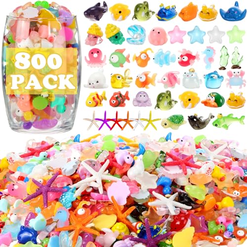 Barydat 800 Pcs Mini Resin Animals Figures Bulk Miniature Garden Accessories for Pranks Hide Party Gift Duck Tiny Resin for Crafts Micro Landscape Plant Pots Dollhouse(Stylish) - style: Stylish