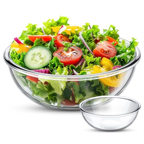 Domensi 6.5 Qt Extra Large Glass Mixing Bowls for Sourdough Bread Making Clear Glass Salad Cooking Bowls for Kitchen Salad Bread Storage, Dishwasher, Freezer, Microwave