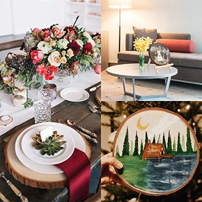 Fuyit Large Unfinished Wood Slices, Natural Wooden Discs with Barks | 6pcs 6-6.3 inch Rounds, Rustic Centerpiece Base, Wedding & Table decor, Painting & Lettering DIY Crafts - size: 6-6.3 Inches