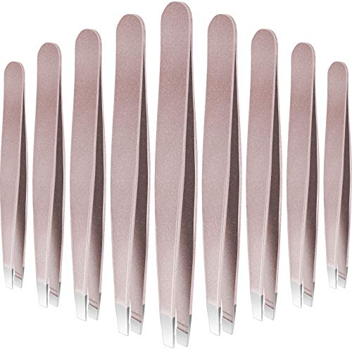 Mudder 12 Pcs Eyebrow Tweezers Set for Facial Hair in Bulk - color: Rose Gold