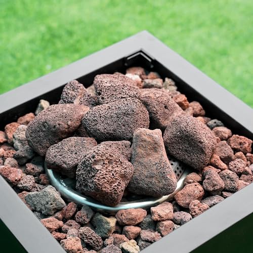 Onlyfire 10Lbs Large Red Lava Rock for Fire Pit/Fireplace/Landscaping - color: Red, size: 2.75-5 inch
