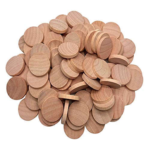 1 Inch Natural Wood Slices Unfinished Round Wood Coins, 60 per Pack | for DIY Arts & Crafts Projects