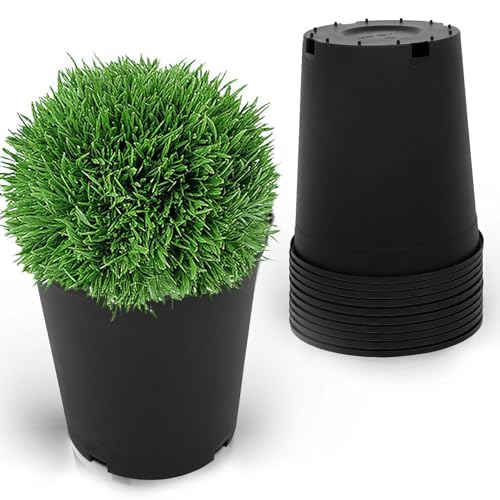 10-Pack 5 Gallon Round Planter Nursery Pots, Flower Plant Container Injection Molded Plastic Gardening Pots for Indoor Outdoor Vegetables, Succulents, Black - color: Black, size: Round-5Gallon-10pcs