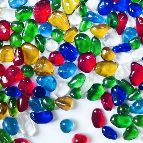 0.89LB Colorful Aquarium Glass Stones Sea Glass Pebbles for Fish Tanks Decorations Aquarium Gravel Fish Tank Rocks, Glass Gems Stones Beads Pebbles Rock Sand Vase Filler Fish Turtle Tank Decoration - color: Coloful
