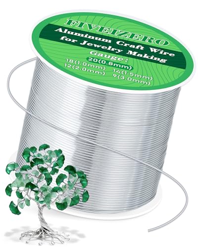 FIVEIZERO 20 Gauge Wire Aluminum Craft Wire,328ft Sliver Jewelry Wire | Bendable Metal Wire;0.8mm Wire for Jewelry Making,Wire Wrapping,Floral Sculptures,Clay & Christmas Ornaments Crafting - size: 20 Gauge