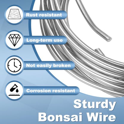HARFINGTON 2 Roll Bonsai Wire 1mm Each Roll 16.4ft (5m) Anodized Aluminum Bonsai Wire for Gardening Tree Branch Fixing DIY Crafting, Silver - color: Silver, size: 1mm x 16.4 ft
