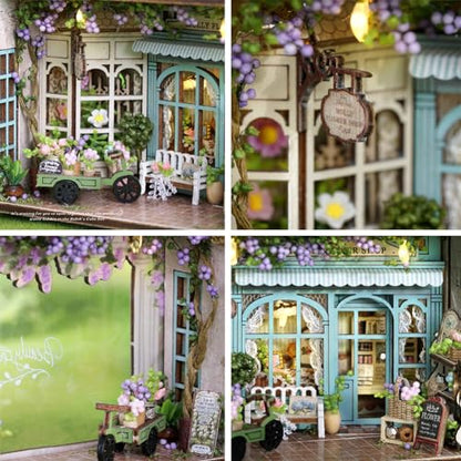 Mini 3D Wooden Doll House Craft Model with LED,DIY Miniature and Furniture Dollhouse Kit,Creative Room Idea for Valentine's Day Birthday Gift (Molly Garden) - color: Molly Garden